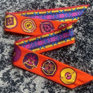 Hermès Silk Mexican Dancing Woman Twilly Scarf